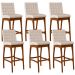 Kit 06 Banquetas Altas Para Cozinha Sala de Jantar Fixa Mila B04 Suede Bege - Lyam Decor