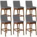 Kit 06 Banquetas Altas Para Cozinha Sala de Jantar Fixa Mila B04 Suede Cinza - Lyam Decor