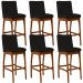 Kit 06 Banquetas Altas Para Cozinha Sala de Jantar Fixa Mila B04 Suede Preto - Lyam Decor