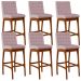 Kit 06 Banquetas Altas Para Cozinha Sala de Jantar Fixa Mila B04 Suede Rosê - Lyam Decor