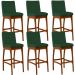 Kit 06 Banquetas Altas Para Cozinha Sala de Jantar Fixa Mila B04 Suede Verde Musgo - Lyam Decor