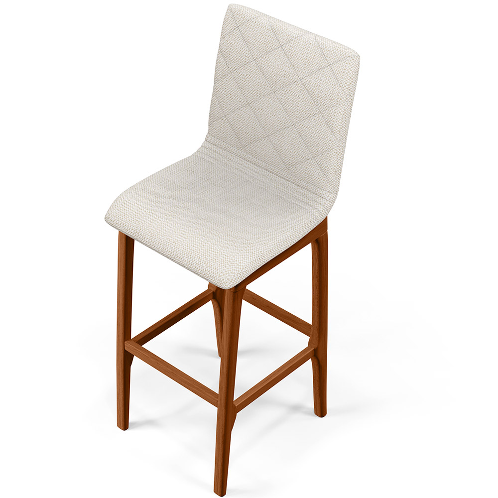 Kit 06 Banquetas Altas Para Cozinha Sala de Jantar Fixa Zoe B04 Linho Champagne - Lyam Decor