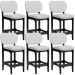 Kit 06 Banquetas Baixa Bar Cozinha E Sala De Jantar Fixa Betta L02 Preto Linho Cinza - Lyam Decor