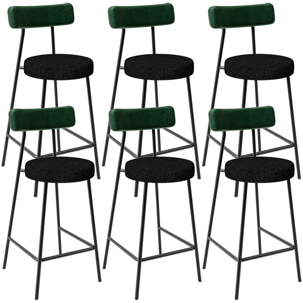 Kit 06 Banquetas Baixa Bar Cozinha E Sala De Jantar Milão L02 Facto Verde Linho Chumbo - Lyam Decor