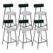 Kit 06 Banquetas Baixa Bar Cozinha E Sala De Jantar Milão L02 Facto Verde Linho Cinza - Lyam Decor