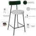 Kit 06 Banquetas Baixa Bar Cozinha E Sala De Jantar Milão L02 Facto Verde Linho Cinza - Lyam Decor