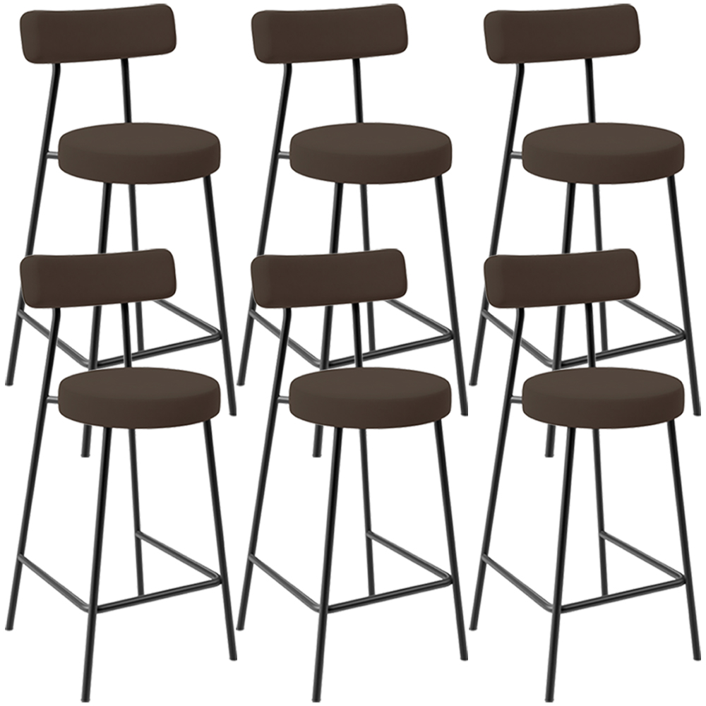 Kit 06 Banquetas Baixa Bar Cozinha Sala De Jantar Em Aço Milão L02 Suede Marrom - Lyam Decor