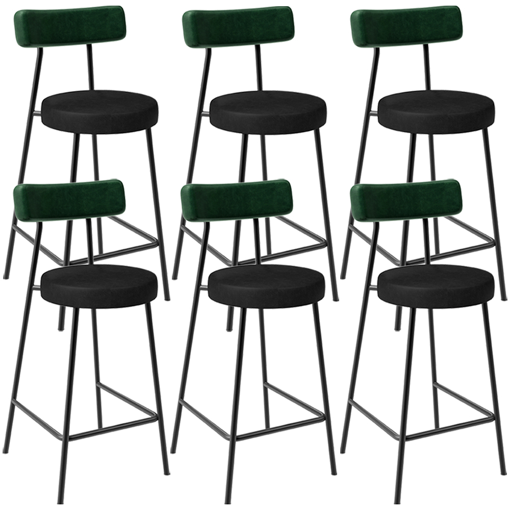 Kit 06 Banquetas Baixa Bar Cozinha Sala De Jantar Milão L02 Facto Verde Preto - Lyam Decor