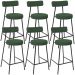 Kit 06 Banquetas Baixa Bar Cozinha Sala De Jantar Milão L02 Suede Verde Musgo - Lyam Decor