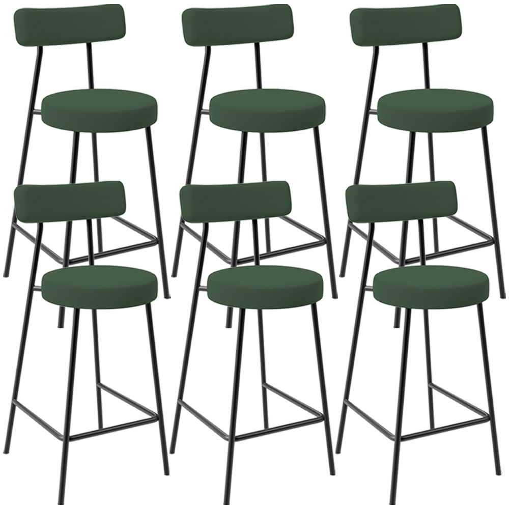 Kit 06 Banquetas Baixa Bar Cozinha Sala De Jantar Milão L02 Suede Verde Musgo - Lyam Decor
