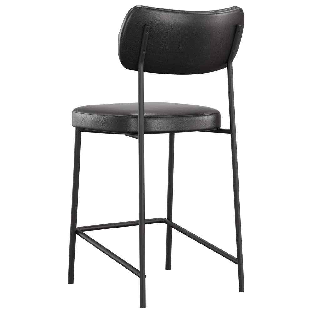 Kit 06 Banquetas Baixa Bar Cozinha Sala De Jantar Preto Elira L02 Couríssimo Preto - Lyam Decor