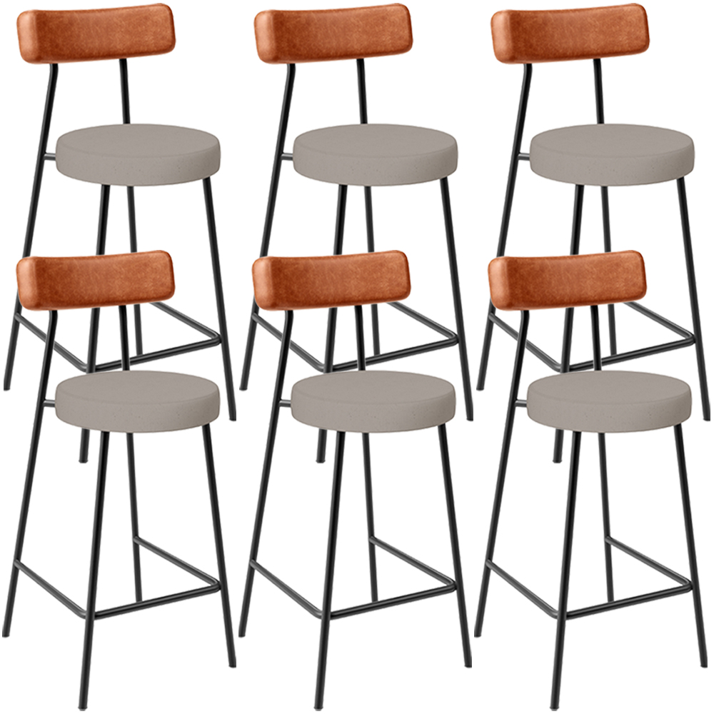 Kit 06 Banquetas Baixa Bar Cozinha Sala Jantar Milão L02 Couríssimo Camel Linho Bege - Lyam Decor