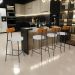 Kit 06 Banquetas Baixa Cozinha E Sala Jantar Bancada Milão L02 Couríssimo Whisky Cinza - Lyam Decor