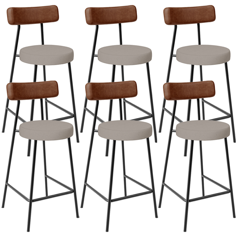 Kit 06 Banquetas Baixa Cozinha Sala De Jantar Milão L02 Couríssimo Marrom Linho Bege - Lyam Decor