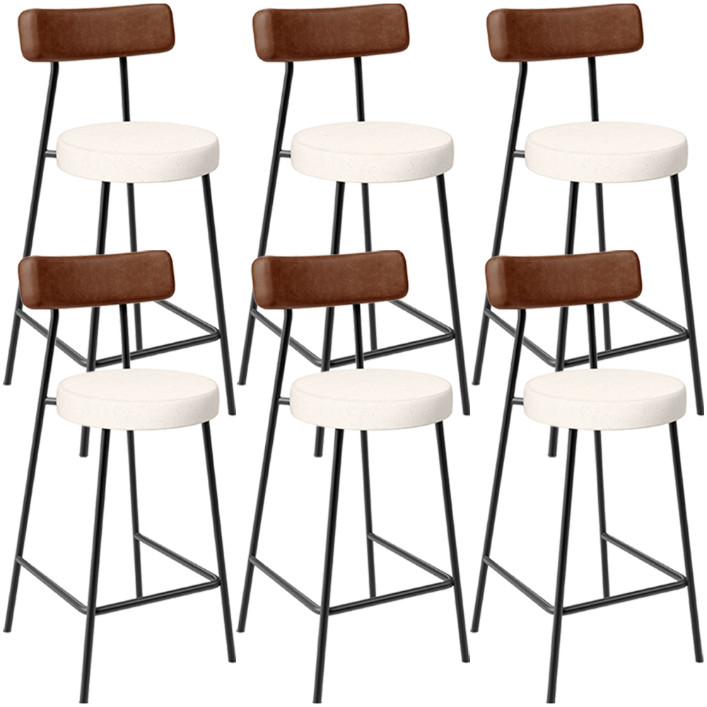 Kit 06 Banquetas Baixa Cozinha Sala De Jantar Milão L02 Couríssimo Marrom Linho Cru - Lyam Decor