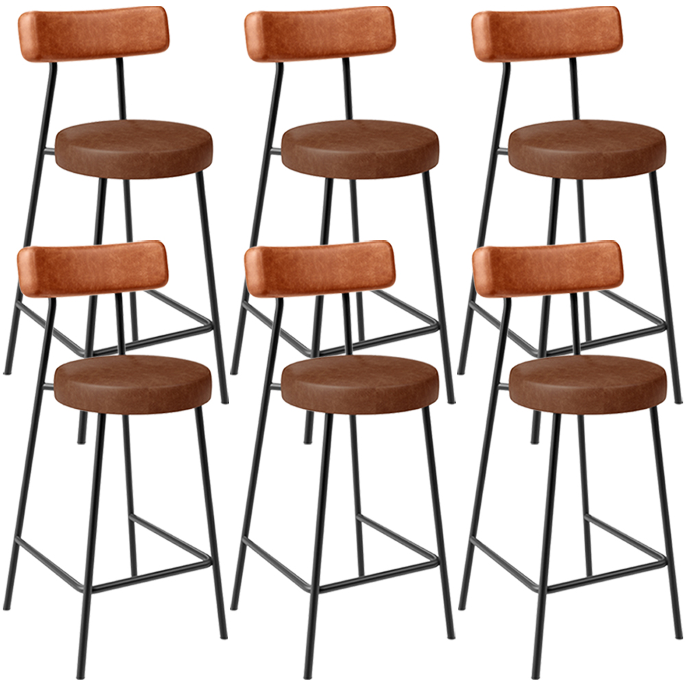 Kit 06 Banquetas Baixa Cozinha Sala Jantar Bancada Milão L02 Couríssimo Camel Marrom - Lyam Decor
