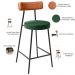 Kit 06 Banquetas Baixa Cozinha Sala Jantar Bancada Milão L02 Couríssimo Camel Verde - Lyam Decor