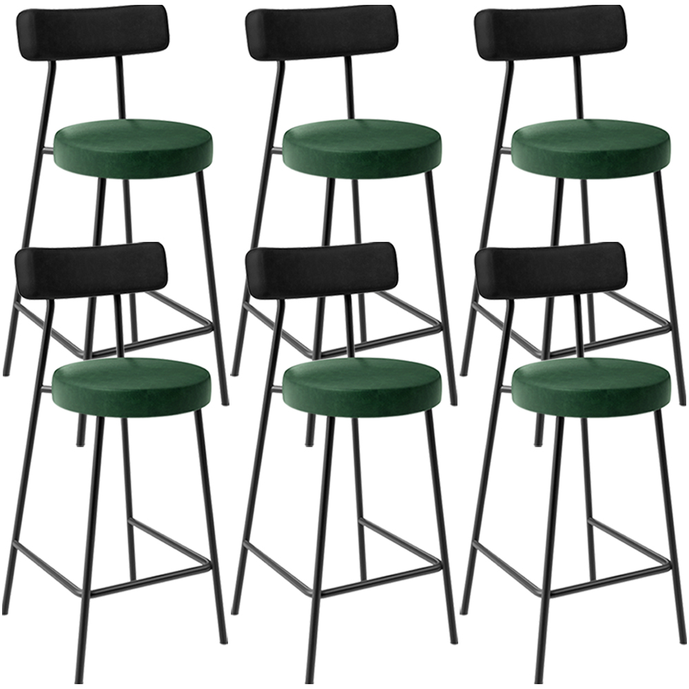 Kit 06 Banquetas Baixa Cozinha Sala Jantar Bancada Milão L02 Couríssimo Preto Verde  - Lyam Decor