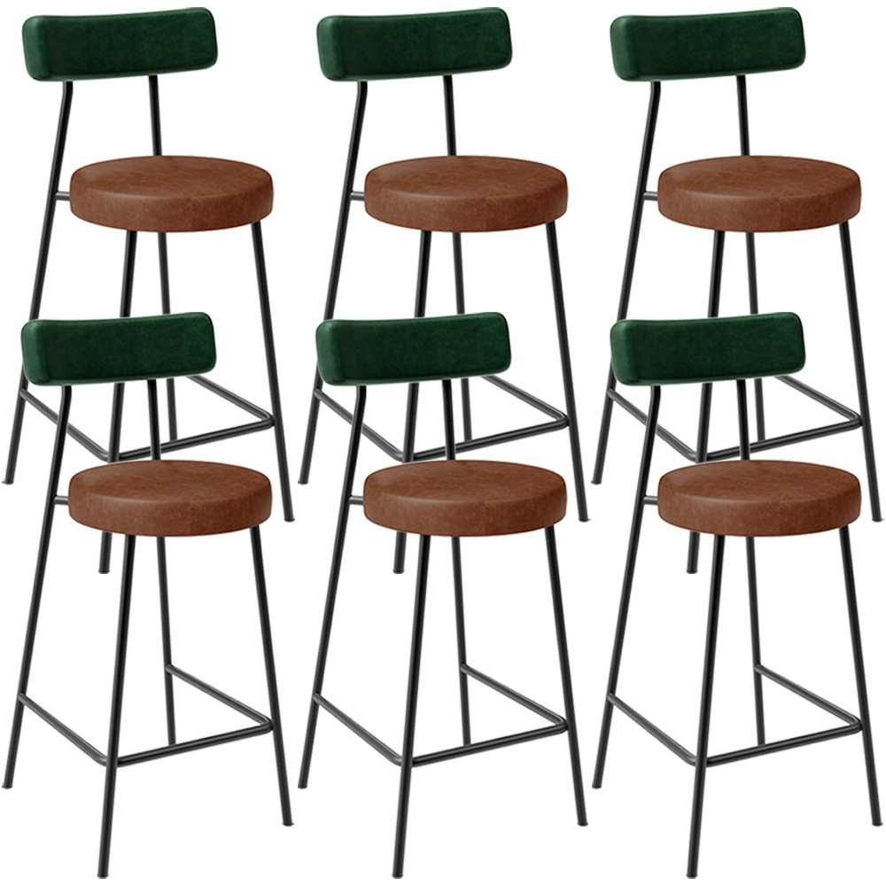 Kit 06 Banquetas Baixa Cozinha Sala Jantar Bancada Milão L02 Facto Verde Marrom  - Lyam Decor