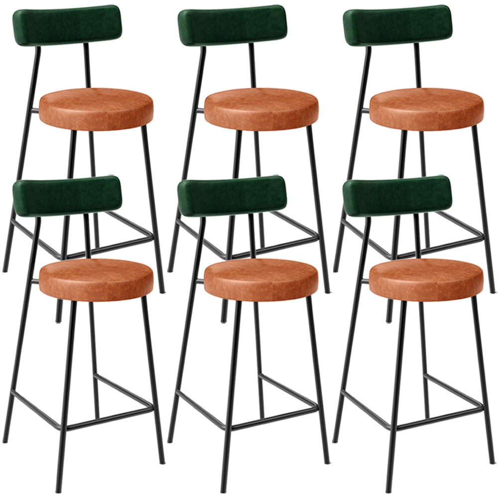 Kit 06 Banquetas Baixa Cozinha Sala Jantar Bancada Milão L02 Facto Verde Musgo Camel  - Lyam Decor