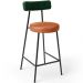 Kit 06 Banquetas Baixa Cozinha Sala Jantar Bancada Milão L02 Facto Verde Musgo Camel  - Lyam Decor