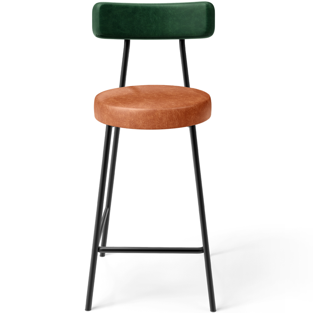 Kit 06 Banquetas Baixa Cozinha Sala Jantar Bancada Milão L02 Facto Verde Musgo Camel  - Lyam Decor