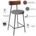 Kit 06 Banquetas Baixa Cozinha Sala Jantar Milão L02 Couríssimo Marrom Linho Cinza Escuro - Lyam Decor