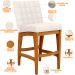 Kit 06 Banquetas Baixa Para Cozinha Bancada Bar Sala de Jantar Fixa Mila L02 Linho Cru - Lyam Decor