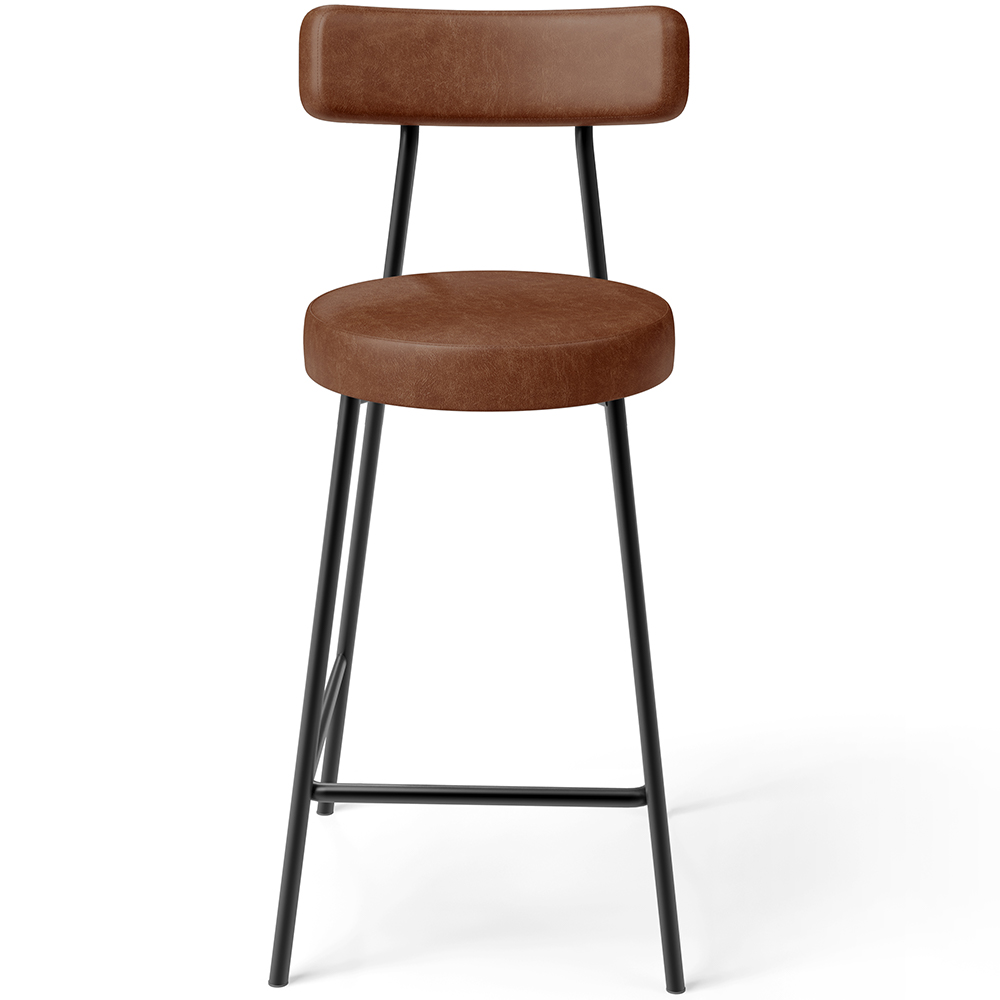 Kit 06 Banquetas Baixa Para Cozinha Sala De Jantar Bancada Milão L02 Couríssimo Marrom - Lyam Decor