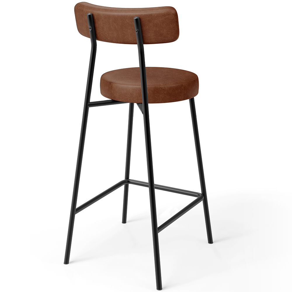 Kit 06 Banquetas Baixa Para Cozinha Sala De Jantar Bancada Milão L02 Couríssimo Marrom - Lyam Decor
