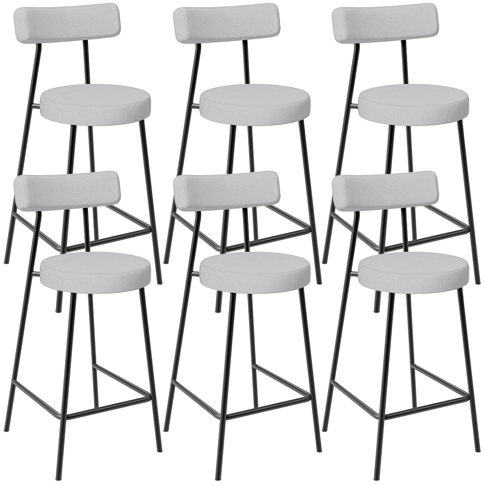 Kit 06 Banquetas Baixa Para Cozinha Sala De Jantar Bancada Milão L02 Linho Cinza - Lyam Decor
