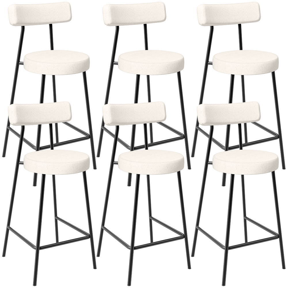 Kit 06 Banquetas Baixa Para Cozinha Sala De Jantar Bancada Milão L02 Linho Cru - Lyam Decor