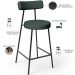Kit 06 Banquetas Baixa Para Cozinha Sala De Jantar Bancada Milão L02 Linho Verde Musgo - Lyam Decor
