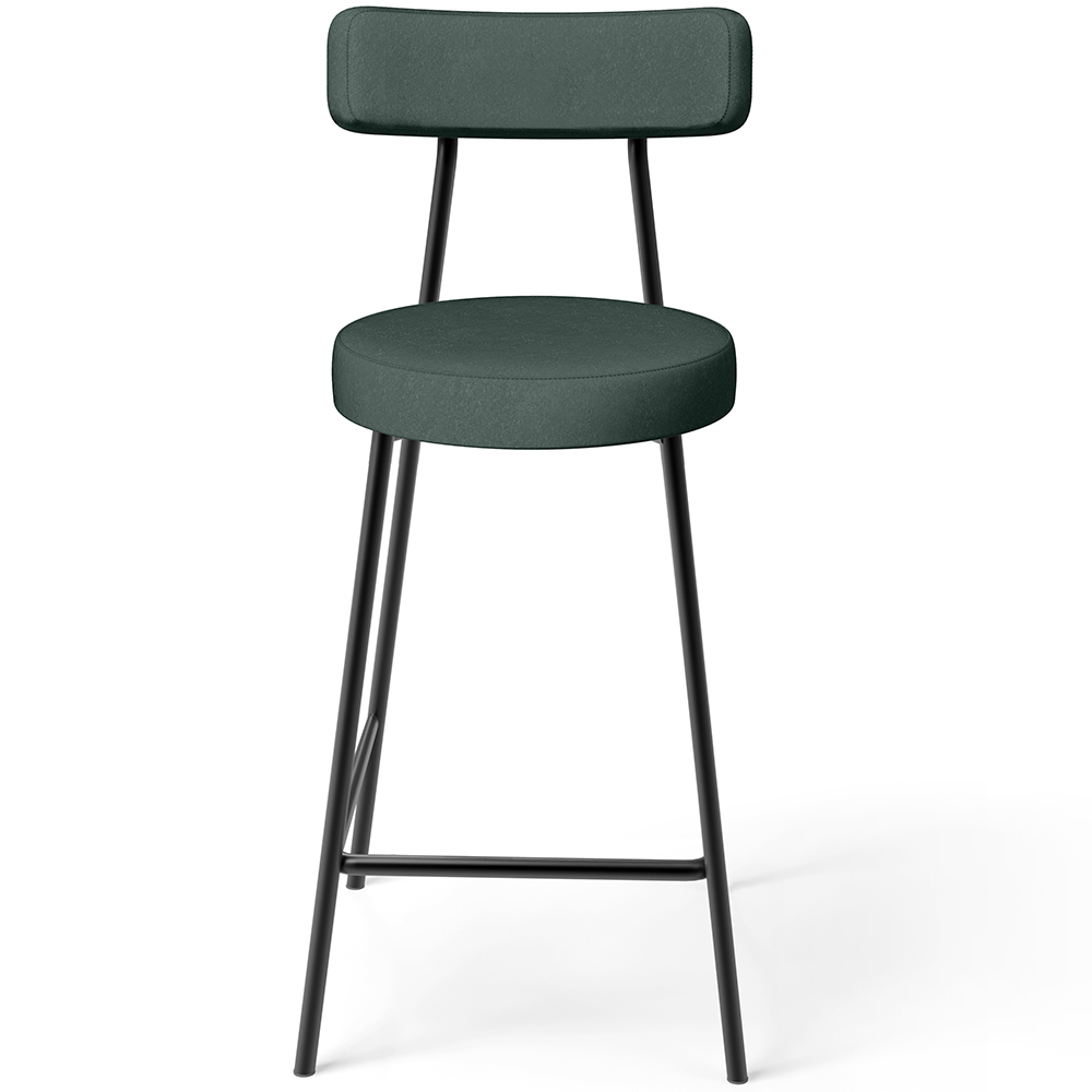 Kit 06 Banquetas Baixa Para Cozinha Sala De Jantar Bancada Milão L02 Linho Verde Musgo - Lyam Decor