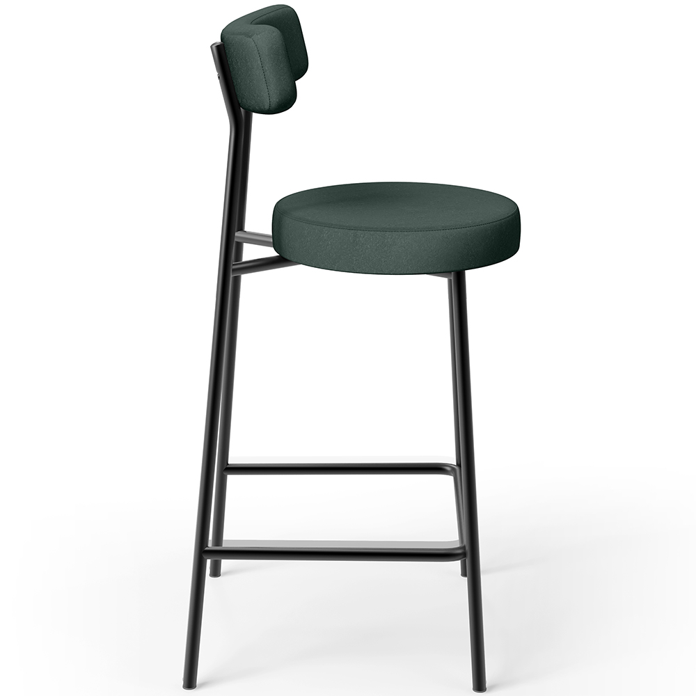 Kit 06 Banquetas Baixa Para Cozinha Sala De Jantar Bancada Milão L02 Linho Verde Musgo - Lyam Decor