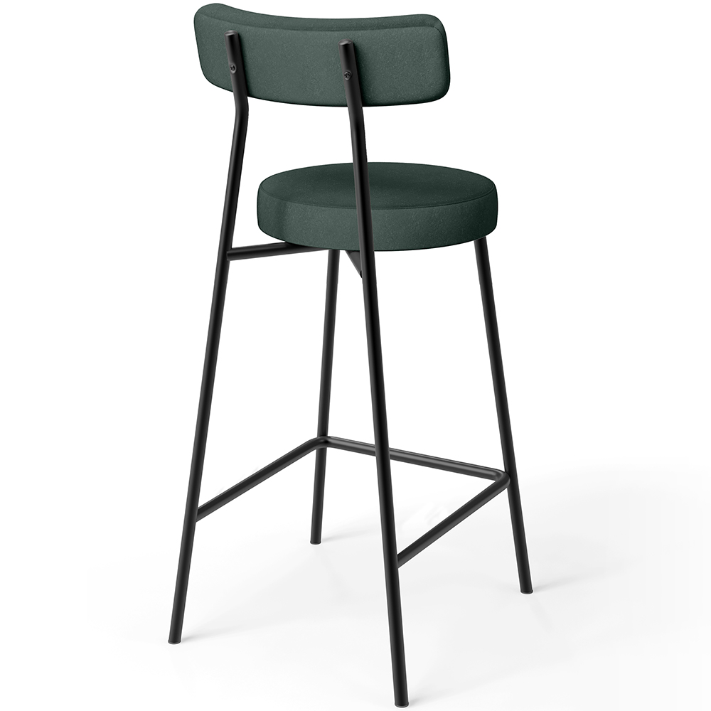 Kit 06 Banquetas Baixa Para Cozinha Sala De Jantar Bancada Milão L02 Linho Verde Musgo - Lyam Decor
