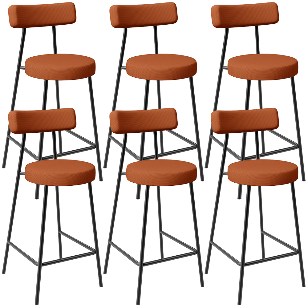 Kit 06 Banquetas Baixa Para Cozinha Sala De Jantar Bancada Milão L02 Tecido Terracota - Lyam Decor