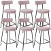Kit 06 Banquetas Baixa Para Cozinha Sala De Jantar Bar Bancada Milão L02 Bouclê Rosê - Lyam Decor