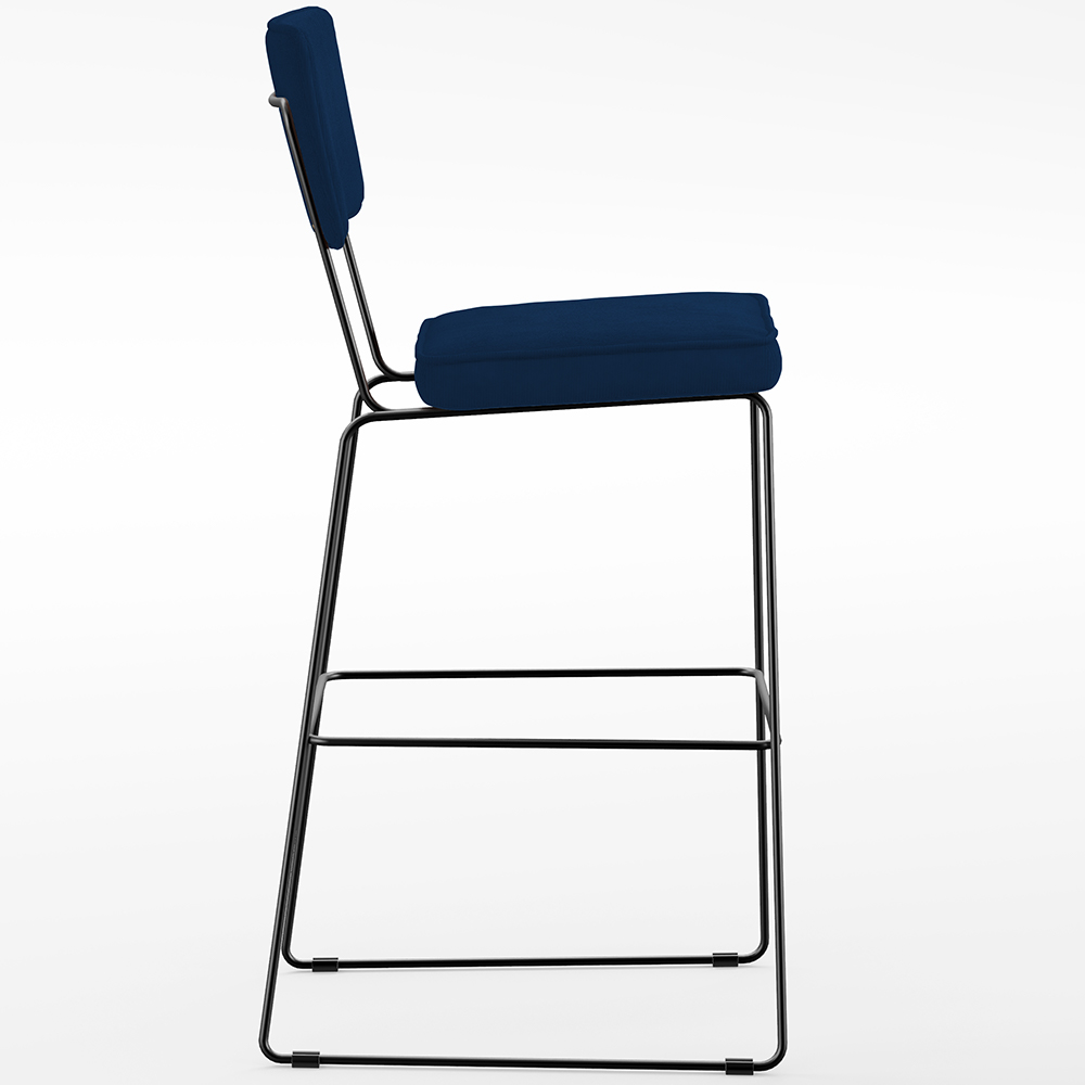 Kit 06 Banquetas Para Cozinha Sala De Jantar Base Em Aço Allana L02 Suede Azul Marinho - Lyam Decor