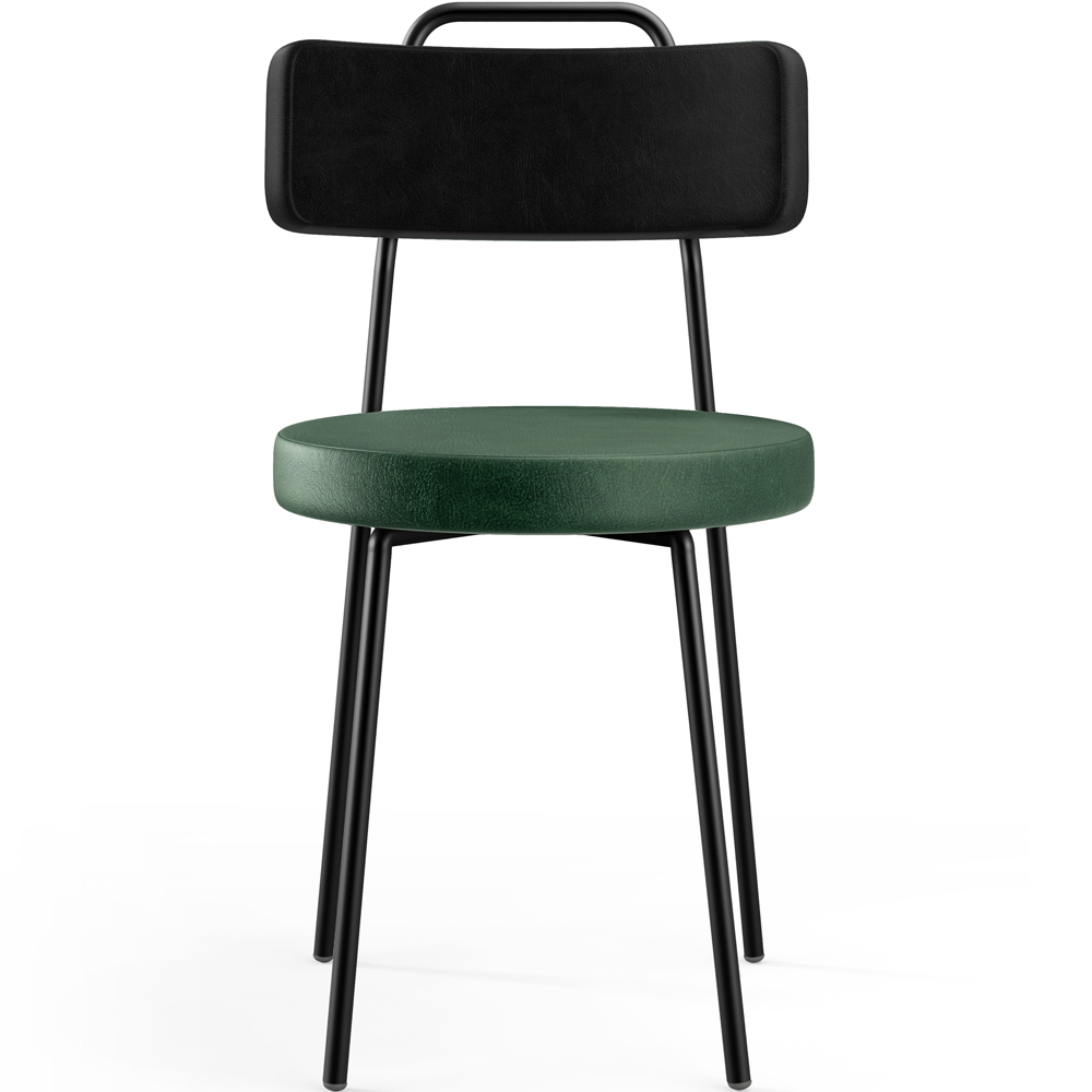 Kit 06 Cadeira Estofada Para Sala Jantar Barcelona L02 Couríssimo Preto Facto Verde Musgo - Lyam
