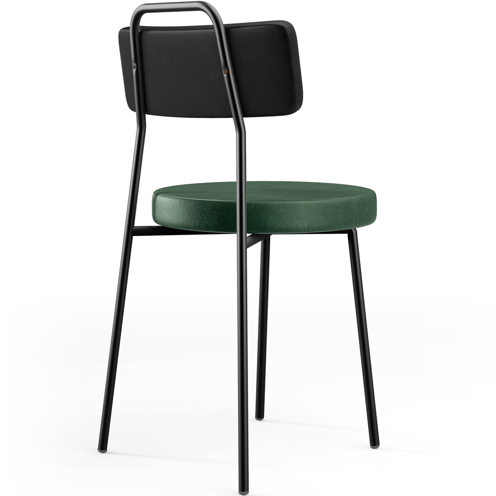 Kit 06 Cadeira Estofada Para Sala Jantar Barcelona L02 Couríssimo Preto Facto Verde Musgo - Lyam