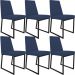 Kit 06 Cadeira Para Sala Jantar Base Aço Industrial Preto Dafne L02 Suede Azul Marinho - Lyam Decor