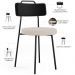 Kit 06 Cadeiras Decorativa Estofada Sala De Jantar Barcelona L02 Couríssimo Preto Linho Bege - Lyam