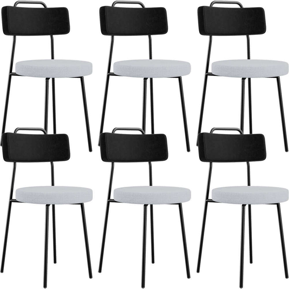 Kit 06 Cadeiras Decorativa Estofada Sala Jantar Barcelona L02 Couríssimo Preto Linho Cinza - Lyam