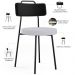Kit 06 Cadeiras Decorativa Estofada Sala Jantar Barcelona L02 Couríssimo Preto Linho Cinza - Lyam