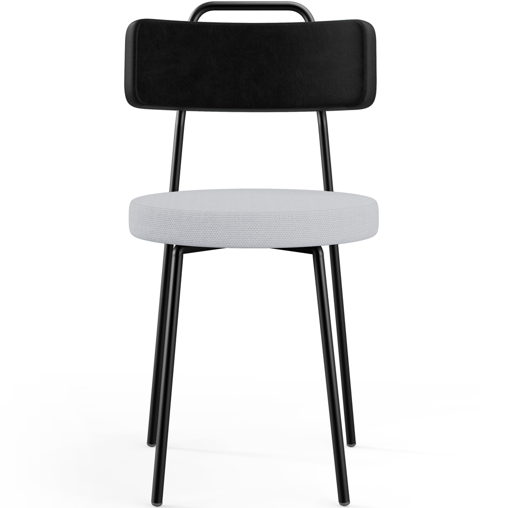 Kit 06 Cadeiras Decorativa Estofada Sala Jantar Barcelona L02 Couríssimo Preto Linho Cinza - Lyam