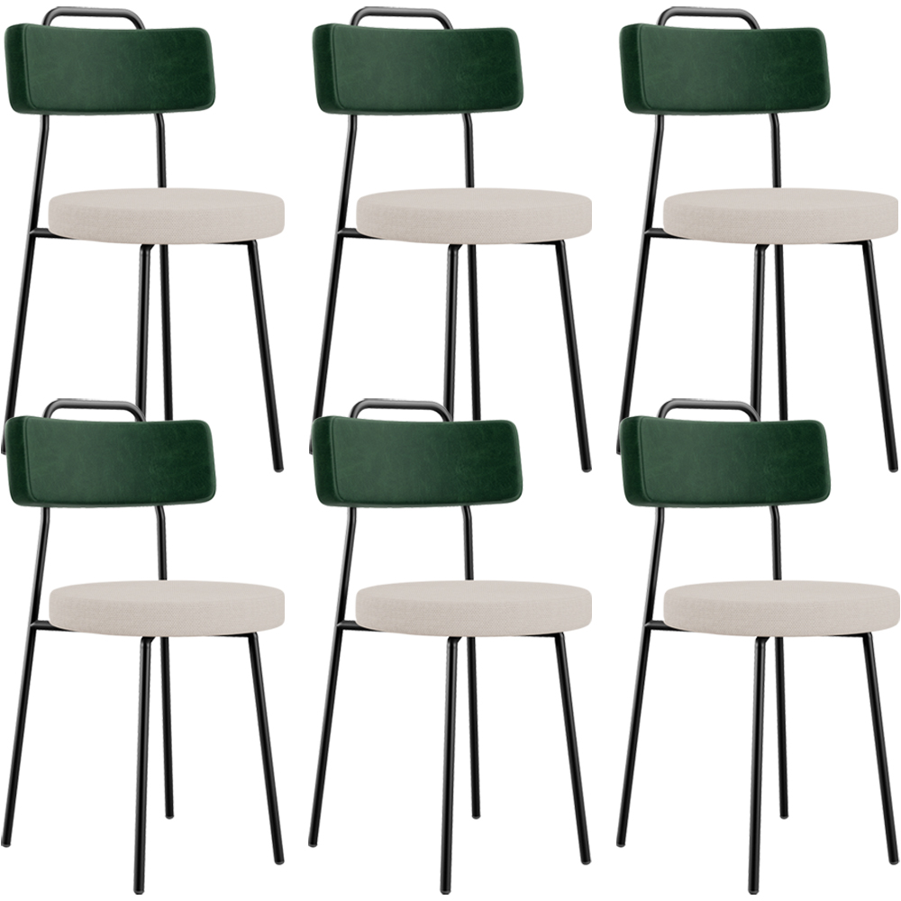 Kit 06 Cadeiras Decorativa Estofada Sala Jantar Barcelona L02 Facto Verde Musgo Linho Bege - Lyam