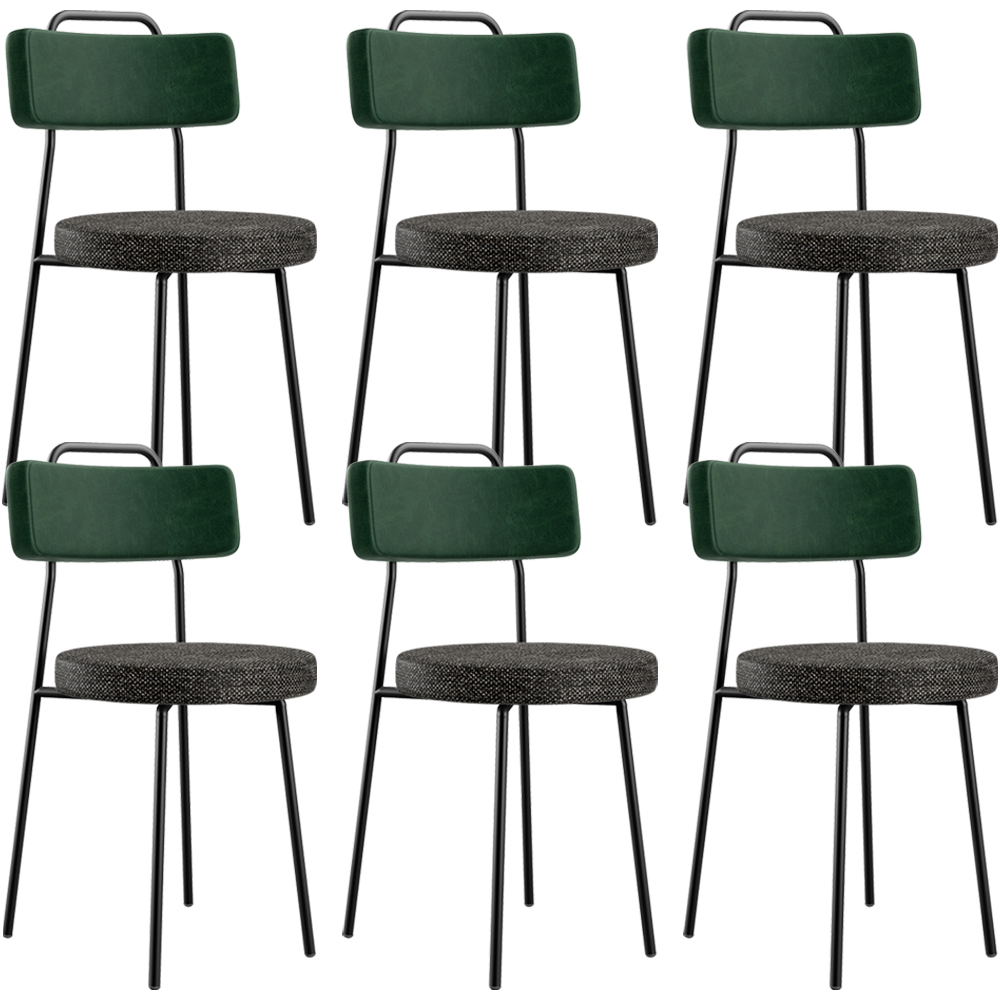 Kit 06 Cadeiras Decorativa Estofada Sala Jantar Barcelona L02 Facto Verde Musgo Linho Chumbo - Lyam