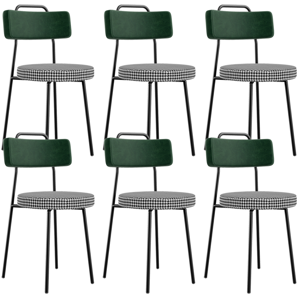 Kit 06 Cadeiras Decorativa Estofada Sala Jantar Barcelona L02 Facto Verde Musgo Pied Poule - Lyam