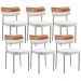 Kit 06 Cadeiras Decorativa Para Sala De Jantar Melina Base Arena L02 Faixa Couríssimo Camel Facto Branco - Lyam Decor